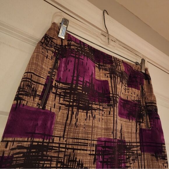 Merona brown and purple lined skirt with pockets - Picture 2 of 5